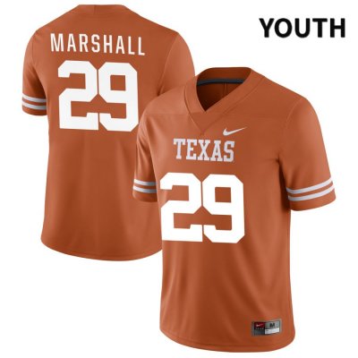 Texas Longhorns Youth #29 Carson Marshall Authentic Orange NIL 2022 College Football Jersey GDP66P6B